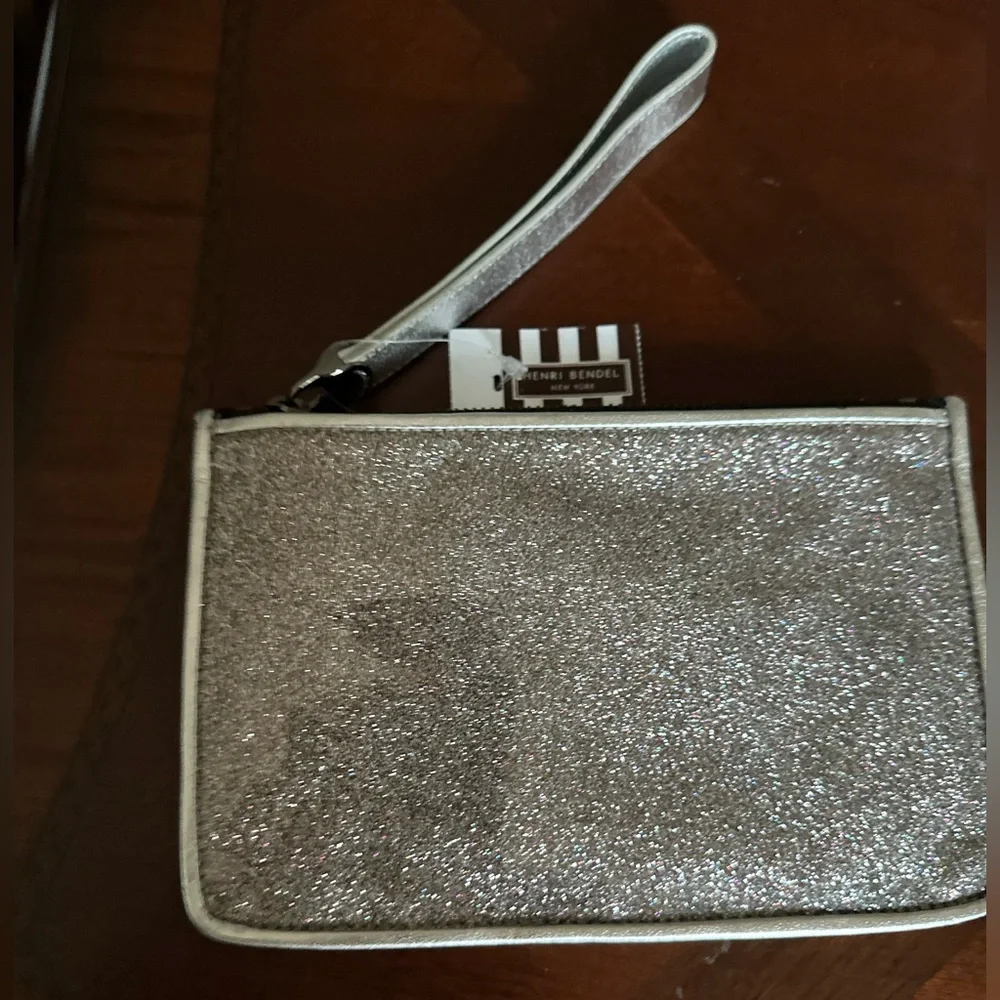 Henri Bendel Silver Glitter Wristlet NWT